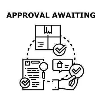 Approval awaiting status concept with document package and hand 库存插图