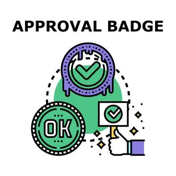Approval badge concept with checkmark and ok sign Stock Illustration