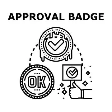 Approval badge concept with checkmark and ok sign Stock Illustration