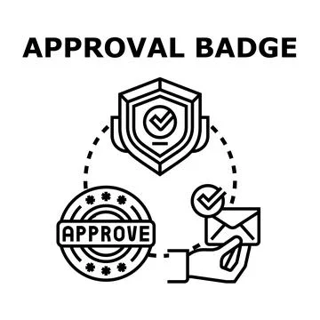 Approval badge process receiving official confirmation concept イラスト素材