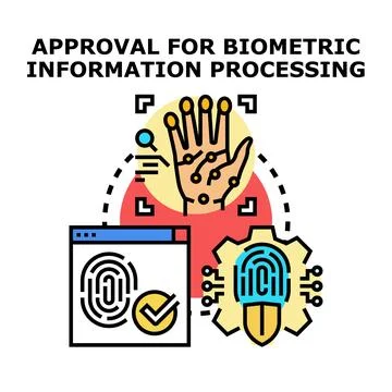 Approval for biometric information processing concept vector Stock Illustration