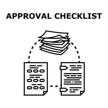 Approval checklist document preparing for business process Stock Illustration