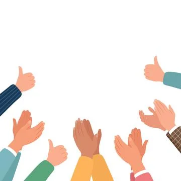 Approval, clapping hands and thumbs up. Vector illustration in flat style Illustration