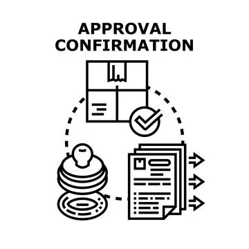 Approval confirmation process with documents and package Stock Illustration