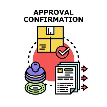 Approval confirmation process with documents and package Stock Illustration