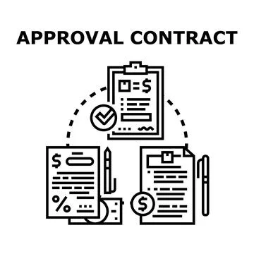 Approval contract agreement document signing process Stock Illustration