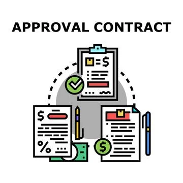 Approval contract agreement document signing process Stock Illustration