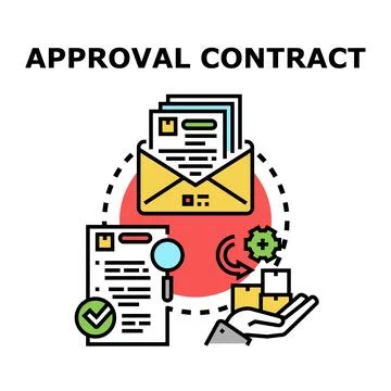 Approval contract concept with documents and review process Stock Illustration