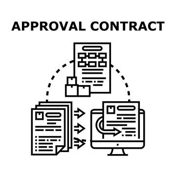 Approval contract process with digital document workflow Stockillustratie