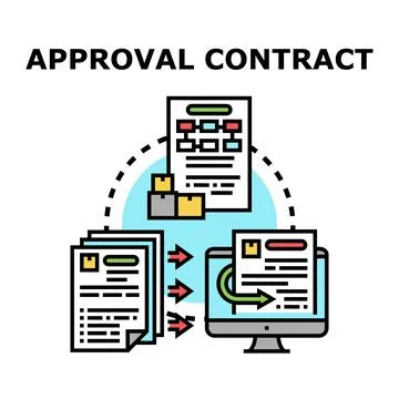 Approval contract process with digital document workflow Stockillustratie