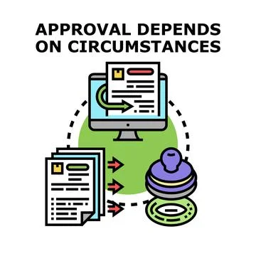 Approval depending on circumstances process and documentation Illustrazione stock