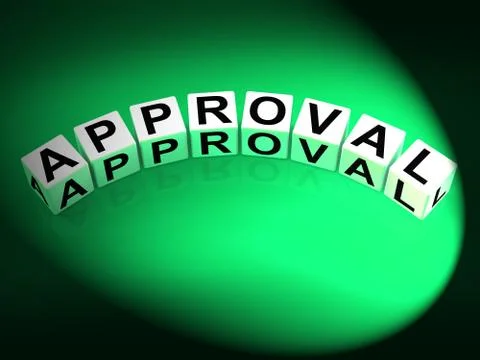 Approval dice show validation acceptance and approved Stock Illustration