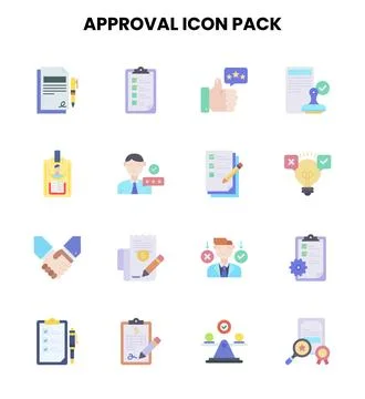 Approval Flat Icons Pack Stock Illustration