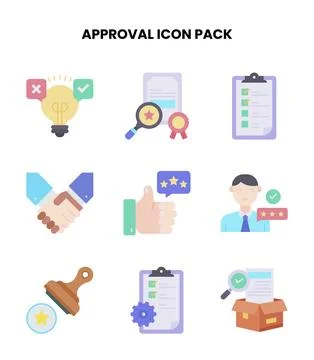 Approval Flat SVG Icons Pack Stock Illustration