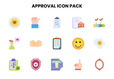 Approval Flat UI Icons Pack Stock Illustration