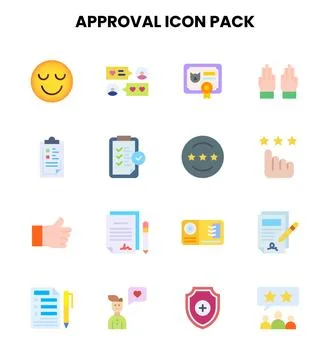 Approval Flat UI Icons Pack Stock Illustration