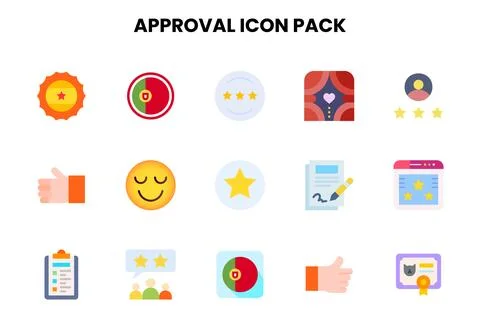 Approval Flat Vector Icons Pack Stockillustratie