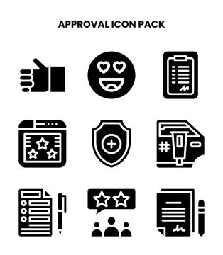 Approval Glyph Scalable Icons Pack Stock Illustration