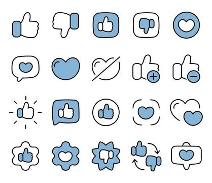 Like approval icon set for feedback systems Stock Illustration