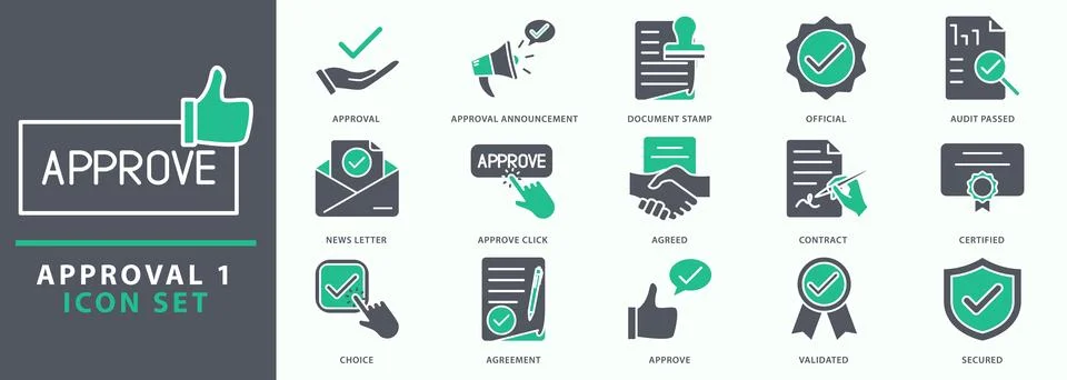 Approval icon set Stock Illustration
