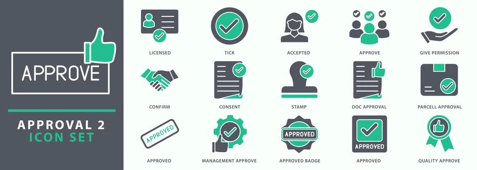 Approval icon set Stock Illustration