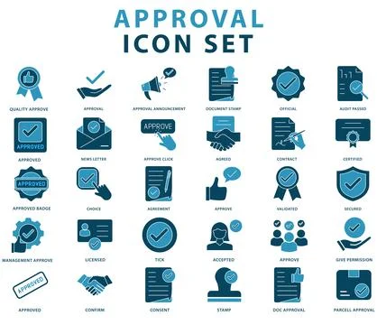 Approval icon set Stock Illustration