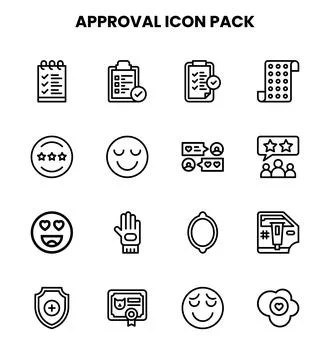 Approval Line Bundle Icons Pack Stock Illustration
