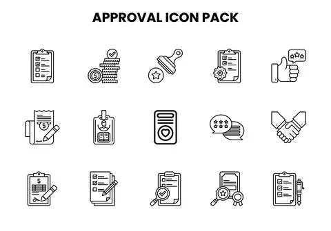 Approval Line Bundle Icons Pack Stock Illustration