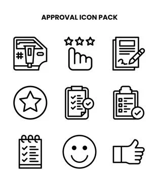 Approval Line Design Icons Pack Stock Illustration