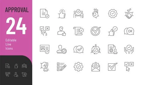 Approval line Editable Icons set. Stock Illustration
