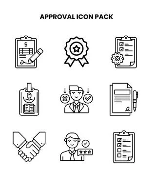 Approval Line UI Icons Pack Stock Illustration