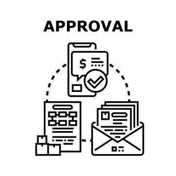 Approval process concept with digital workflow management Illustrazione stock