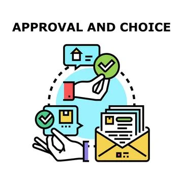 Approval process with hands choosing documents illustration Stock Illustration