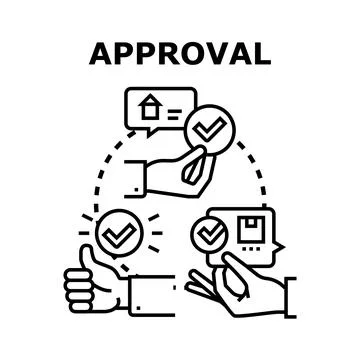 Approval process vector concept with hands and check marks Stock Illustration