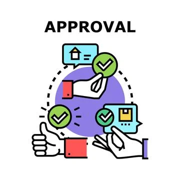 Approval process vector concept with hands and check marks Illustrazione stock