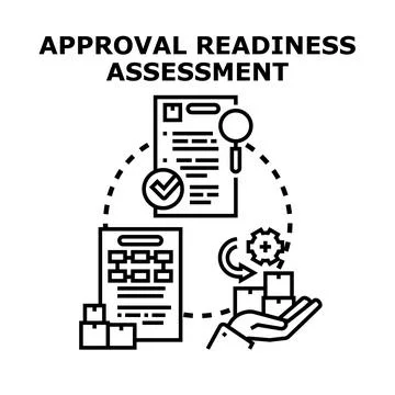 Approval readiness assessment with document evaluation process Illustrazione stock