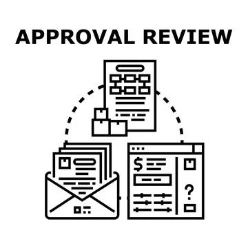 Approval review process verifying documents and data Stock Illustration