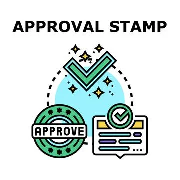 Approval stamp with checkmark and document concept Stock Illustration