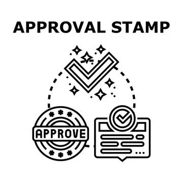 Approval stamp with checkmark and document concept Stock Illustration