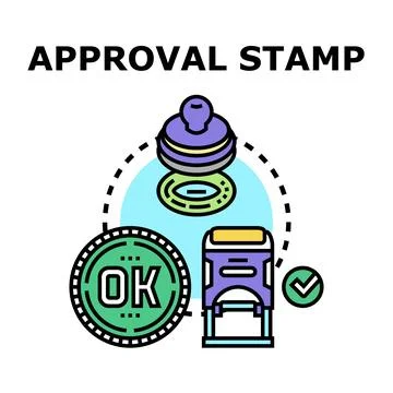 Approval stamp concept for documentation validation process Stock Illustration