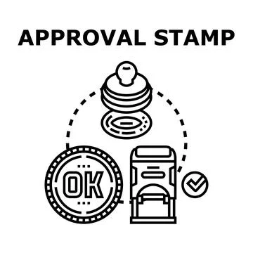 Approval stamp concept for documentation validation process Stock Illustration