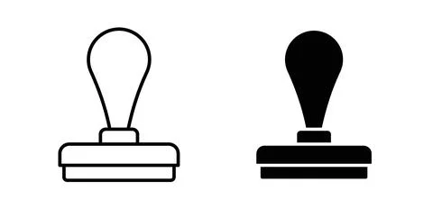 Approval stamp icon collection in black, Line icons, flat symbols Stock Illustration