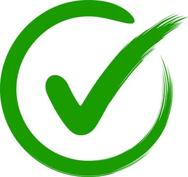 Approval symbol check mark circle drawn hand green sign OK Stock Illustration