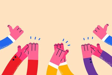 Approval, thumbs up, clapping concept Stock Illustration