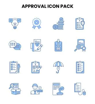 Approval Two Colour Graphics Icons Pack Stock Illustration