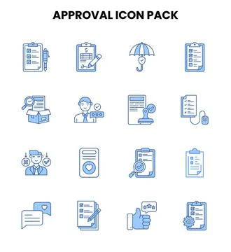 Approval Two Colour UI Icons Pack Stock Illustration