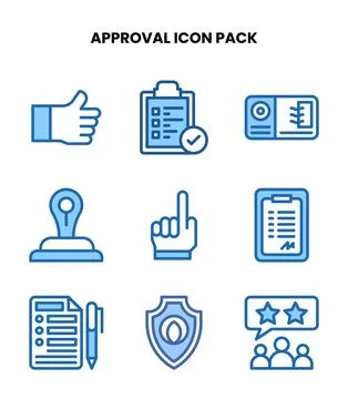 Approval Two Colour Vector Icons Pack Stock Illustration