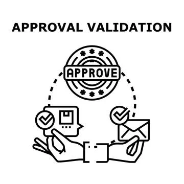 Approval validation process illustrating successful confirmation stages Stock Illustration