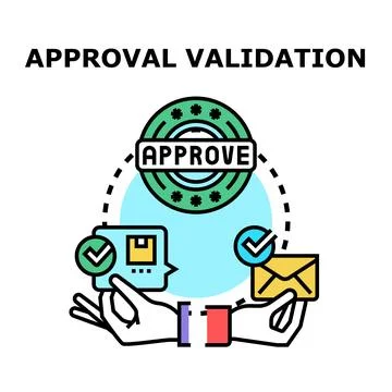 Approval validation process illustrating successful confirmation stages Stock Illustration