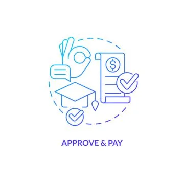 Approve and pay blue gradient concept icon Stock Illustration